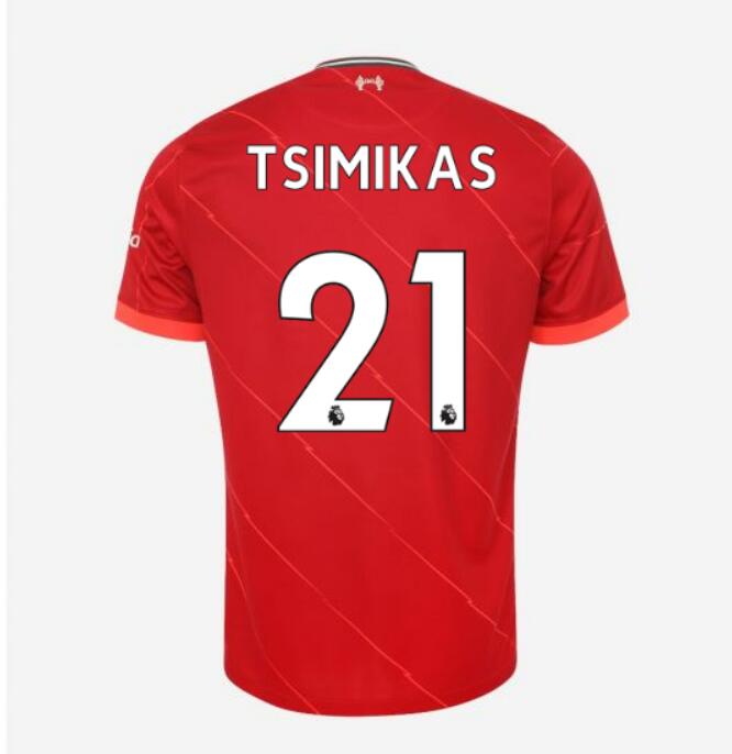 2021/22 Liverpool Home Kit Soccer Jersey with TSIMIKAS 21 printing